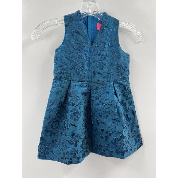 Lilly Pulitzer Other - Lilly Pulitzer Girl’s Sleeveless Mini Tanlee Dress Blooming Brocade Teal 4 NWT